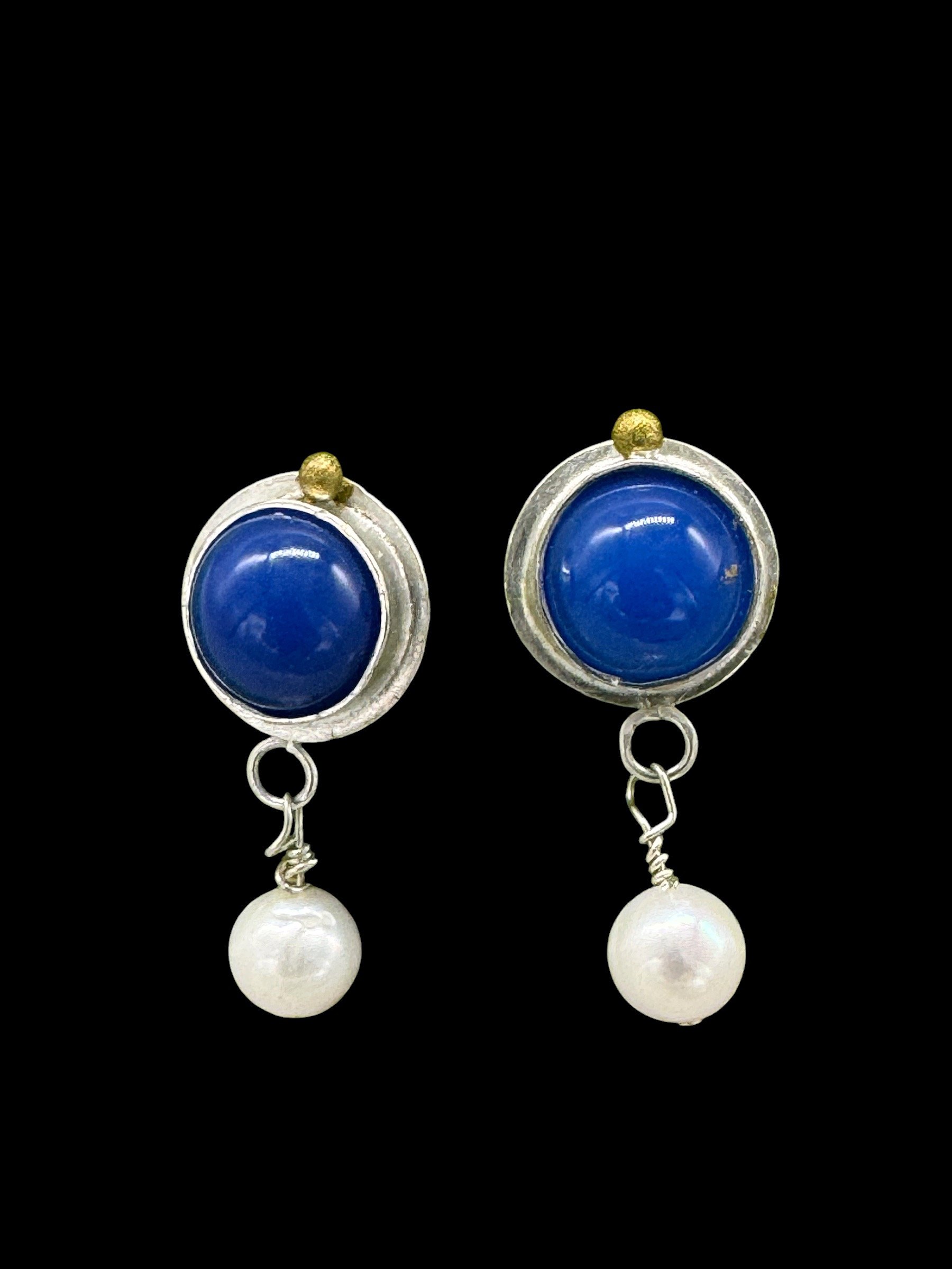Lapis and Pearl Earrings