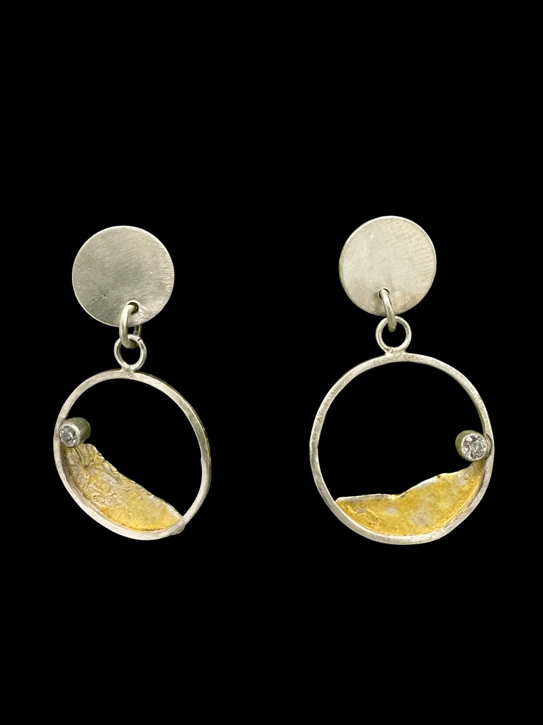 Sterling, 23K gold, CZ Earrings