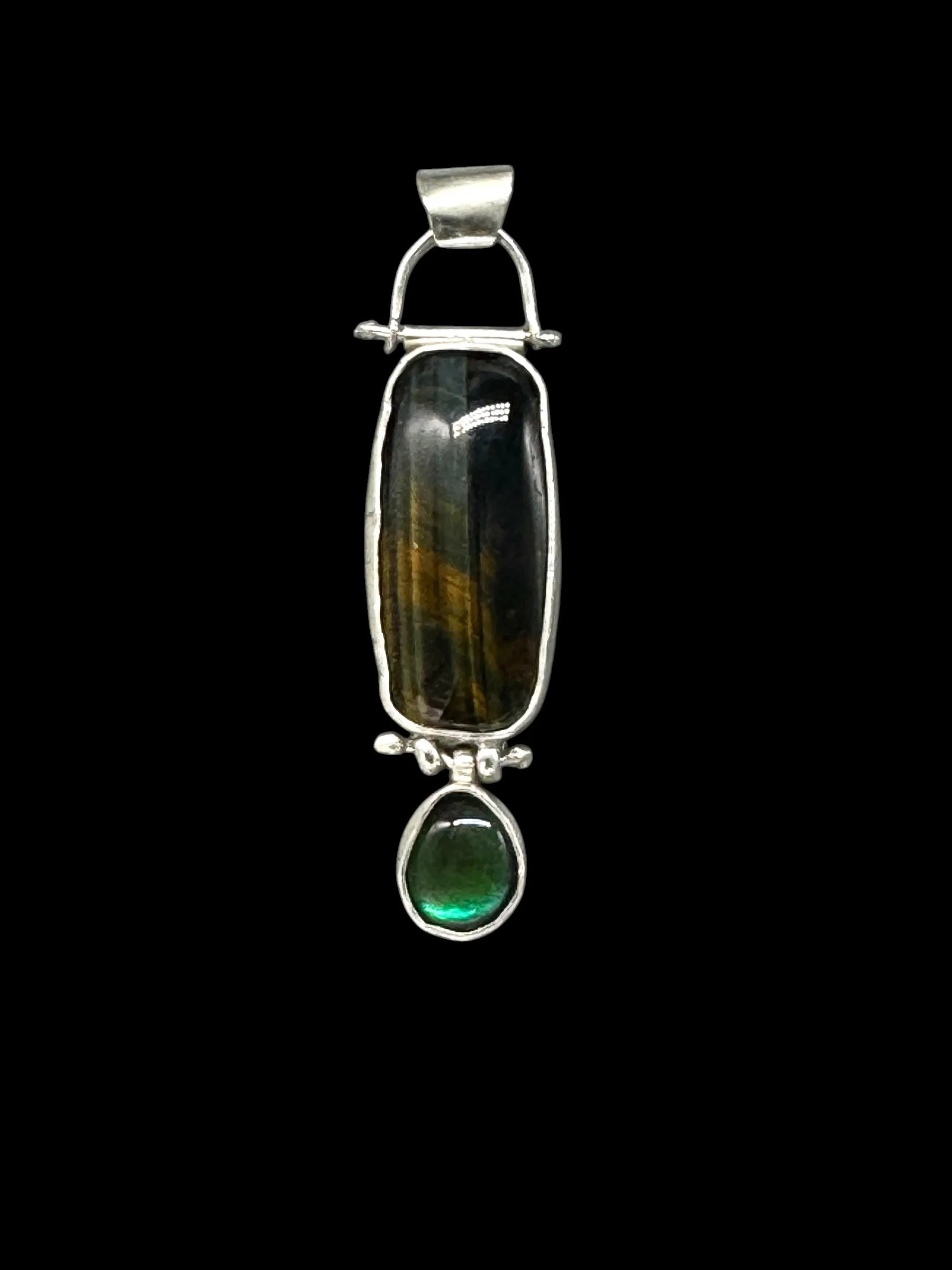 Stone and Ammolite (Fossil) in Sterling