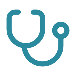 Icon of a stethoscope in blue