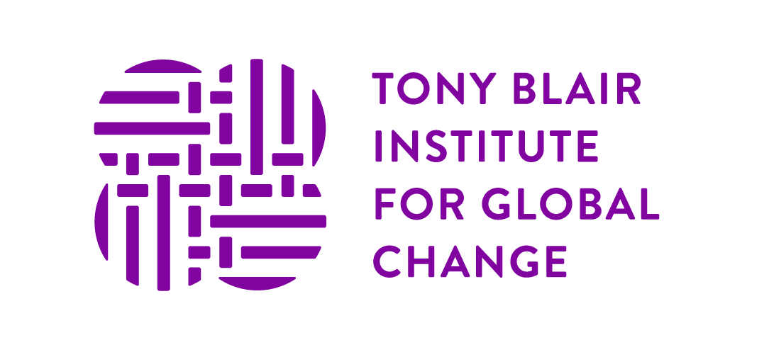 Logo for the Tony Blair Institute for Global Change featuring a purple circular design with intersecting lines and dots.