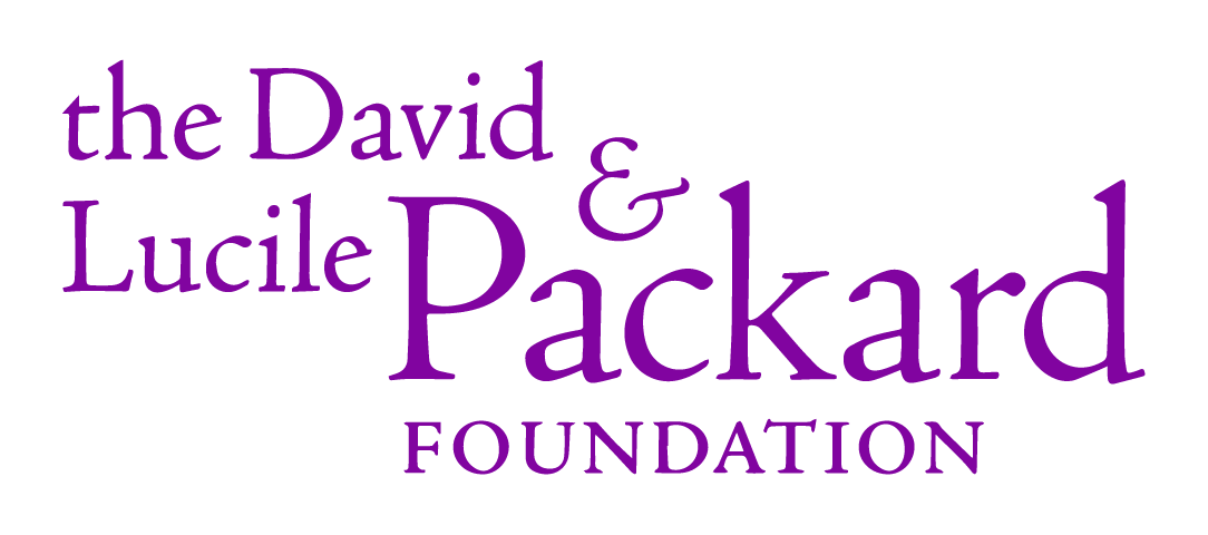 Word cloud with purple text that reads "The David & Lucile Packard Foundation".