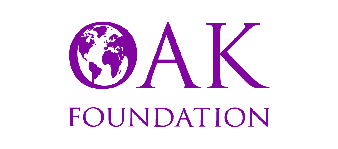 Logo for OAK Foundation with a purple globe and the text 'OAK FOUNDATION'.