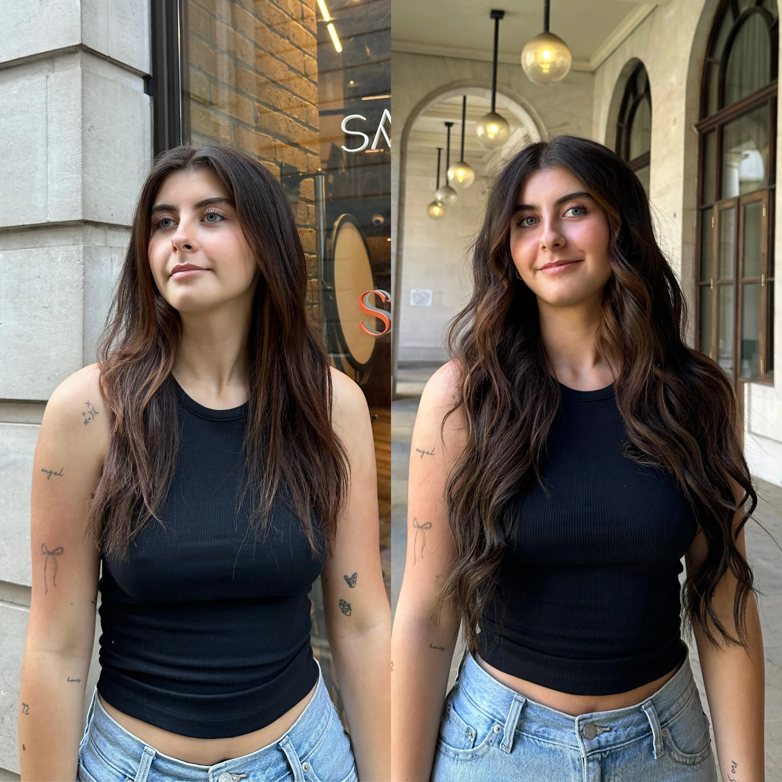 Tape hair extensions fitted at SCL London - seamless natural result
