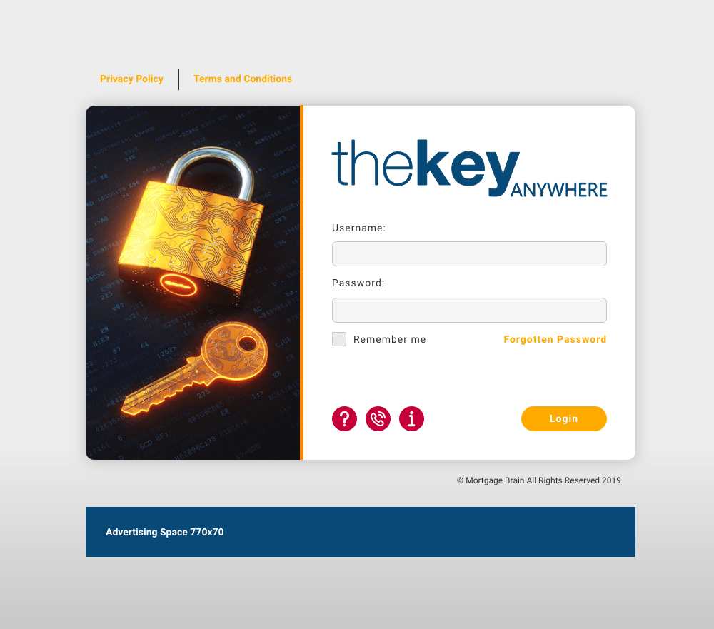 The Key Anywhere Login Screen