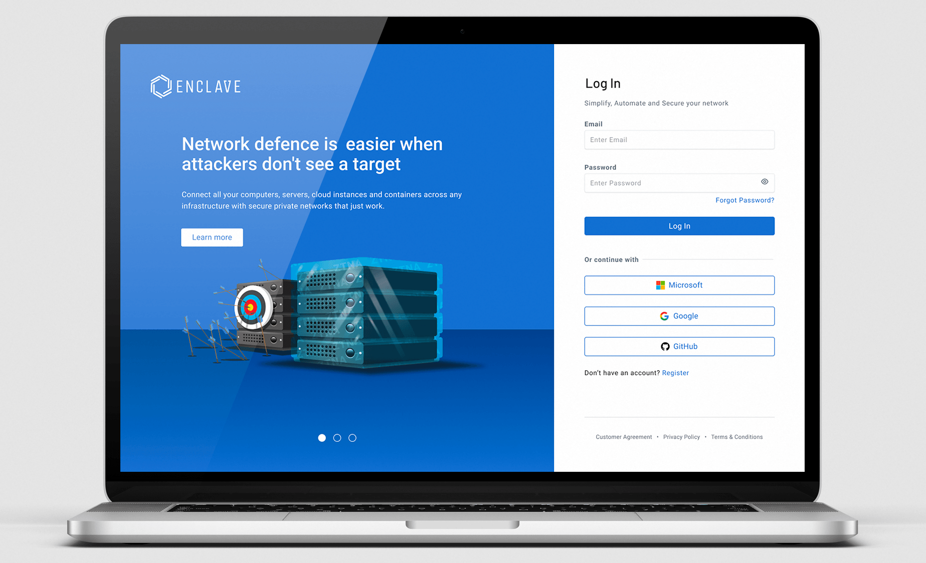 Enclave Networks: Portal Login Screen Hero Image