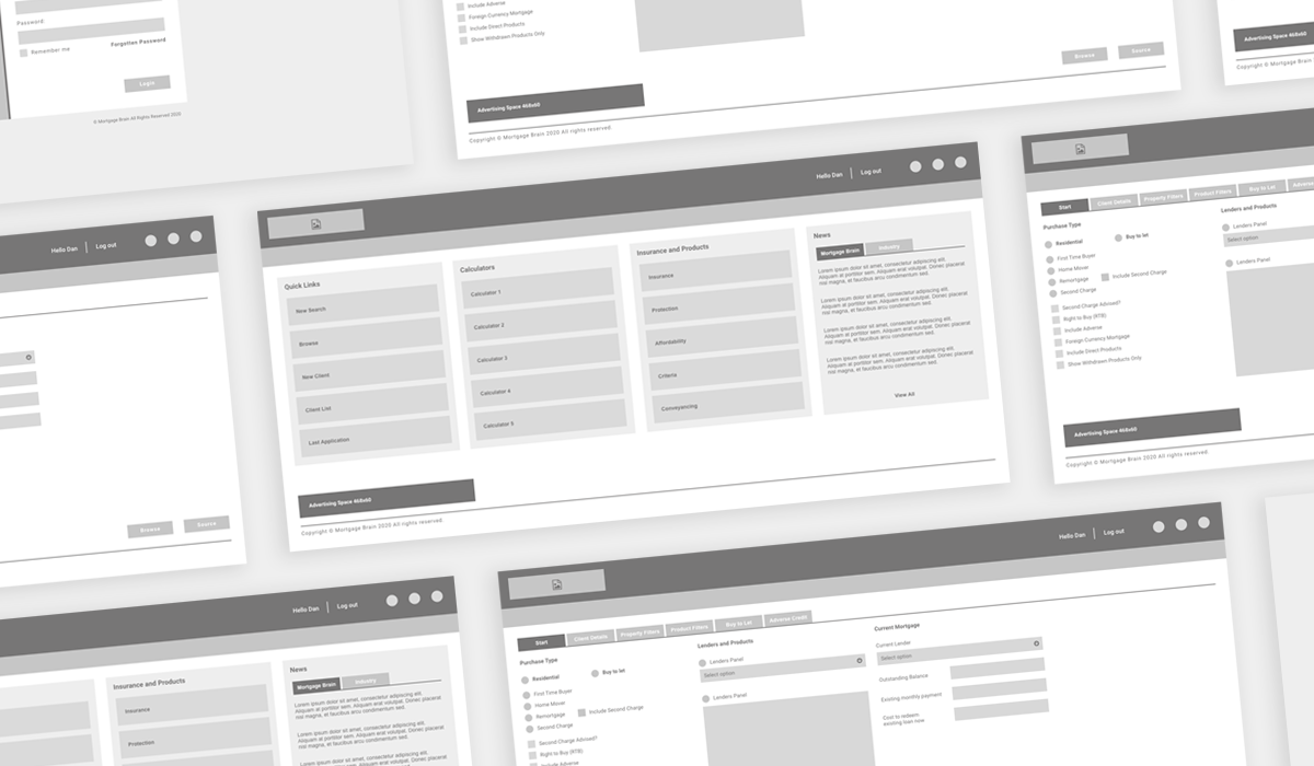 Mortgage Brain Wireframes (desktop)