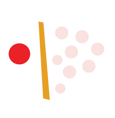 Geometric drawing of an outline square with sections divided by vertical, horizontal, and diagonal lines.