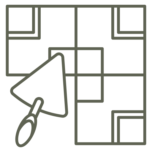 Outline of a computer cursor clicking on a web page layout with multiple sections and boxes.