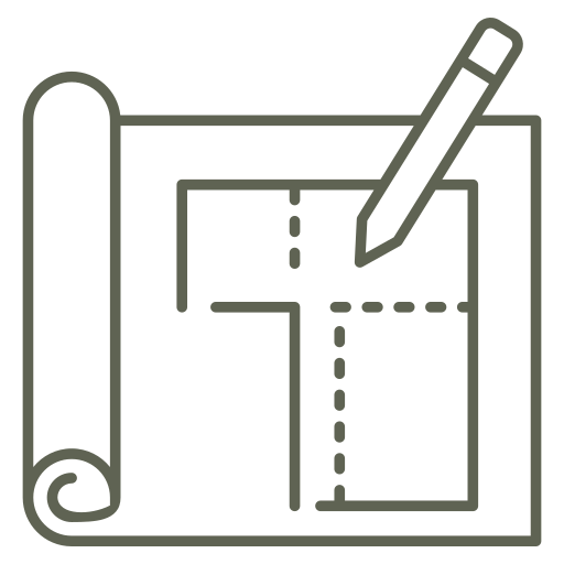 Blueprint with ruler and pencil.