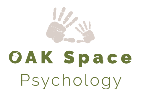 Logo for OK Space Psychology featuring two handprints and text.