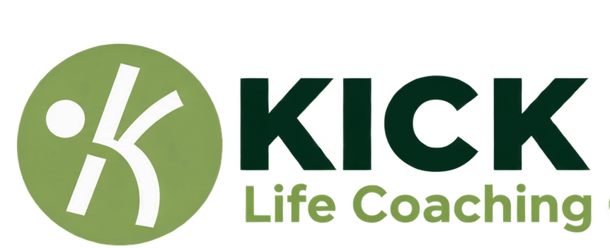 Logo of Kick Life Coaching with a stylized human figure in a circle.