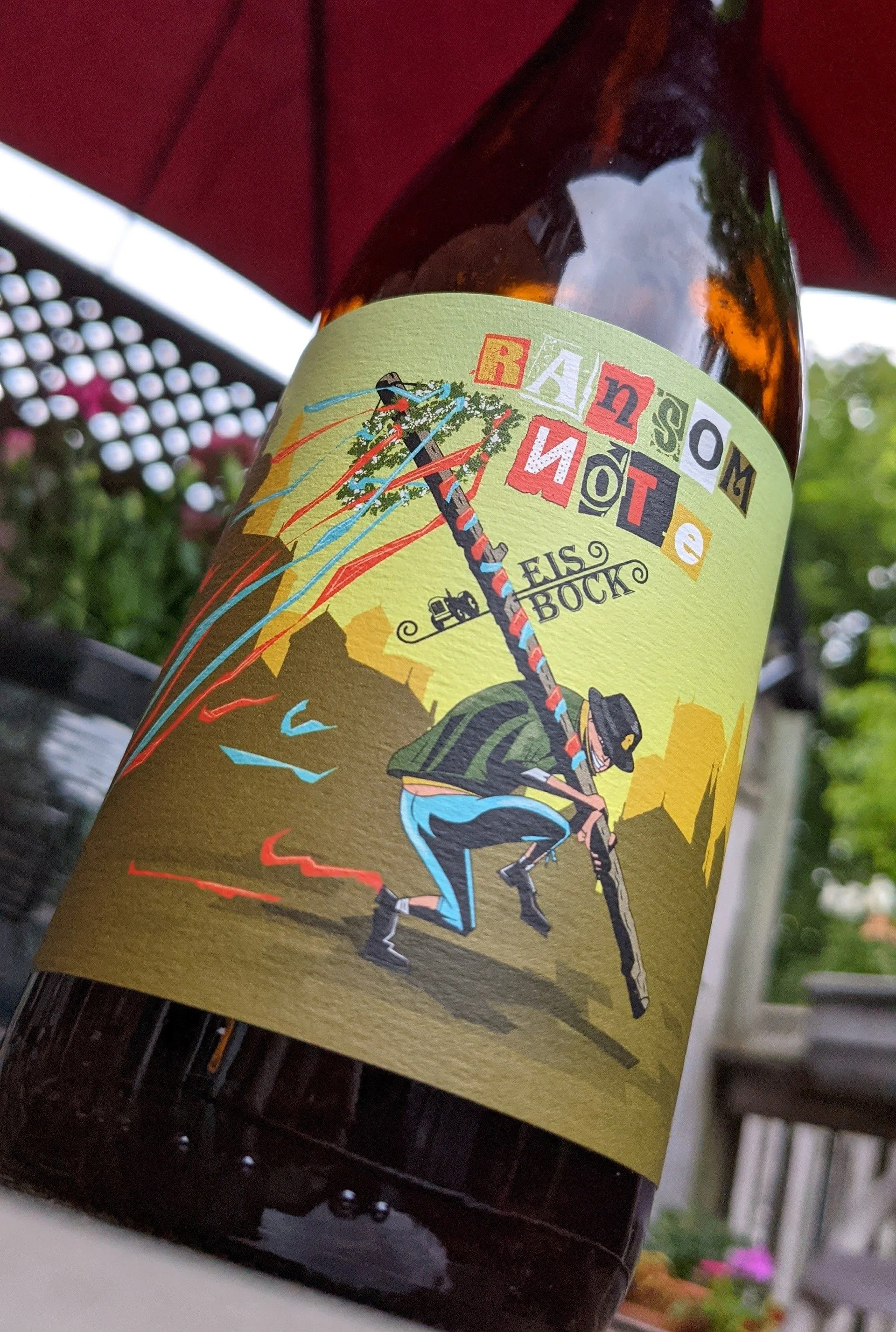 Beer label on bottle