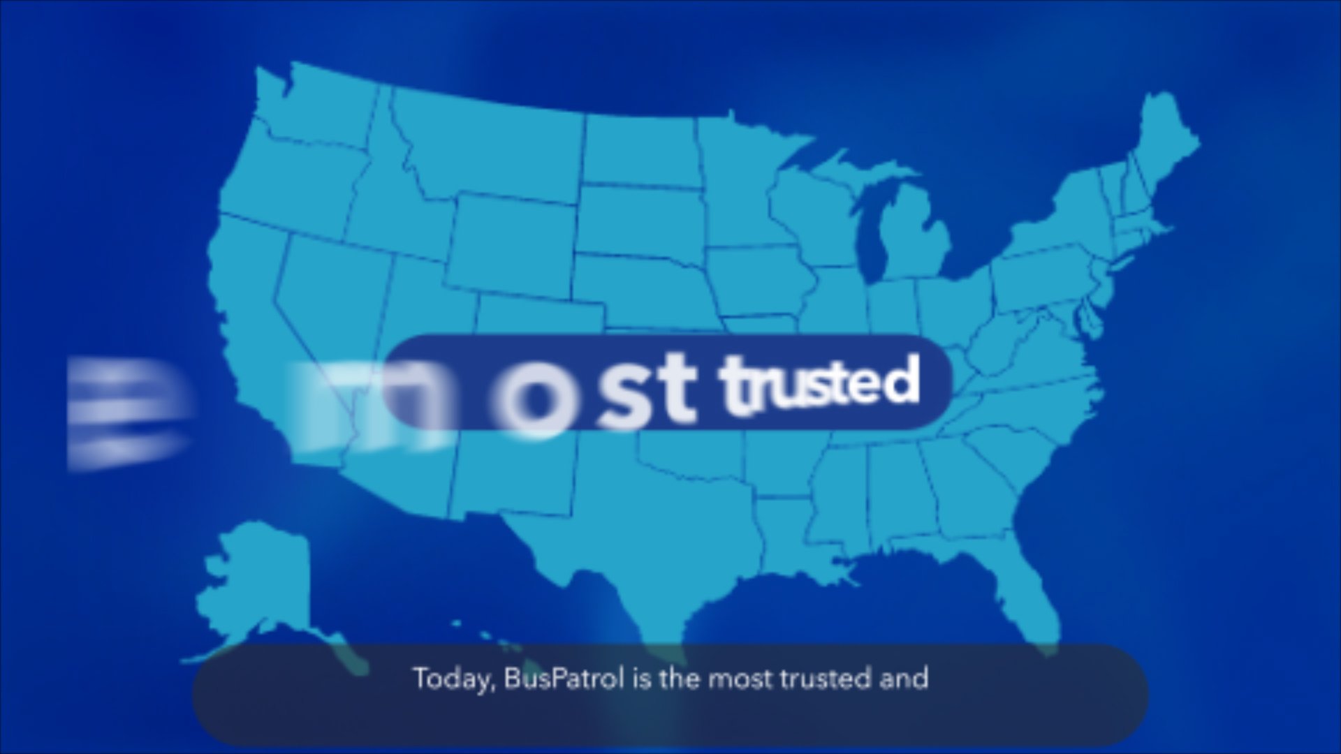 Map of the United States with the text 'Most trusted' across it.