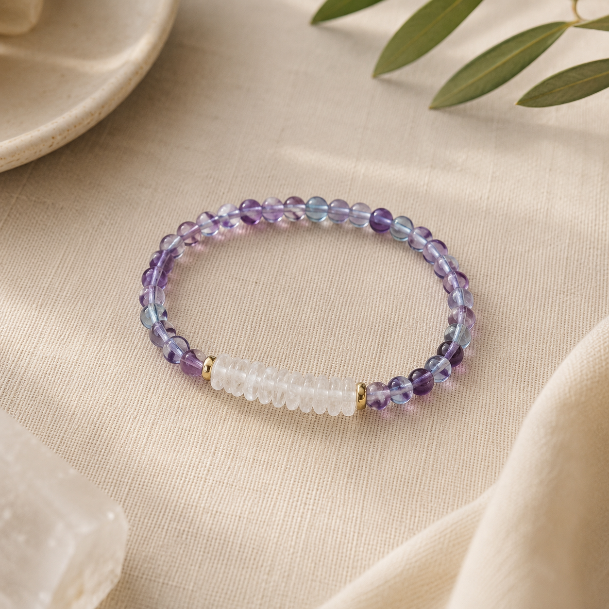 Rainbow Fluorite + Clear Quartz