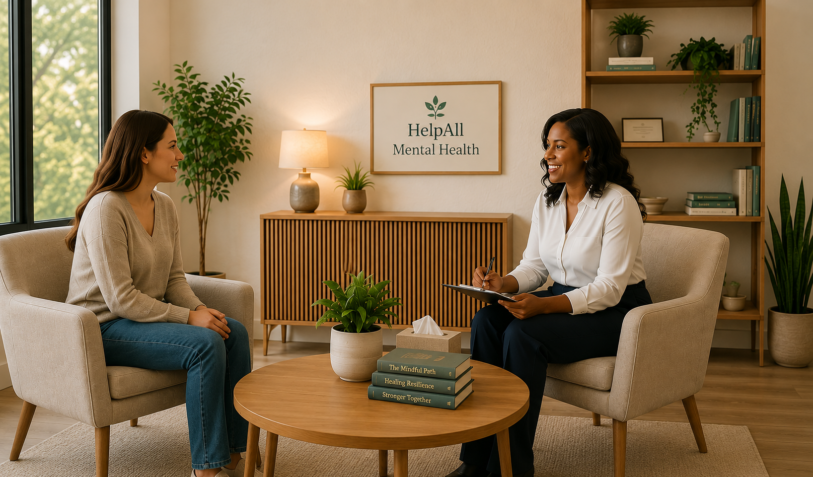 Psychiatric provider meeting with an adult patient during an initial evaluation
