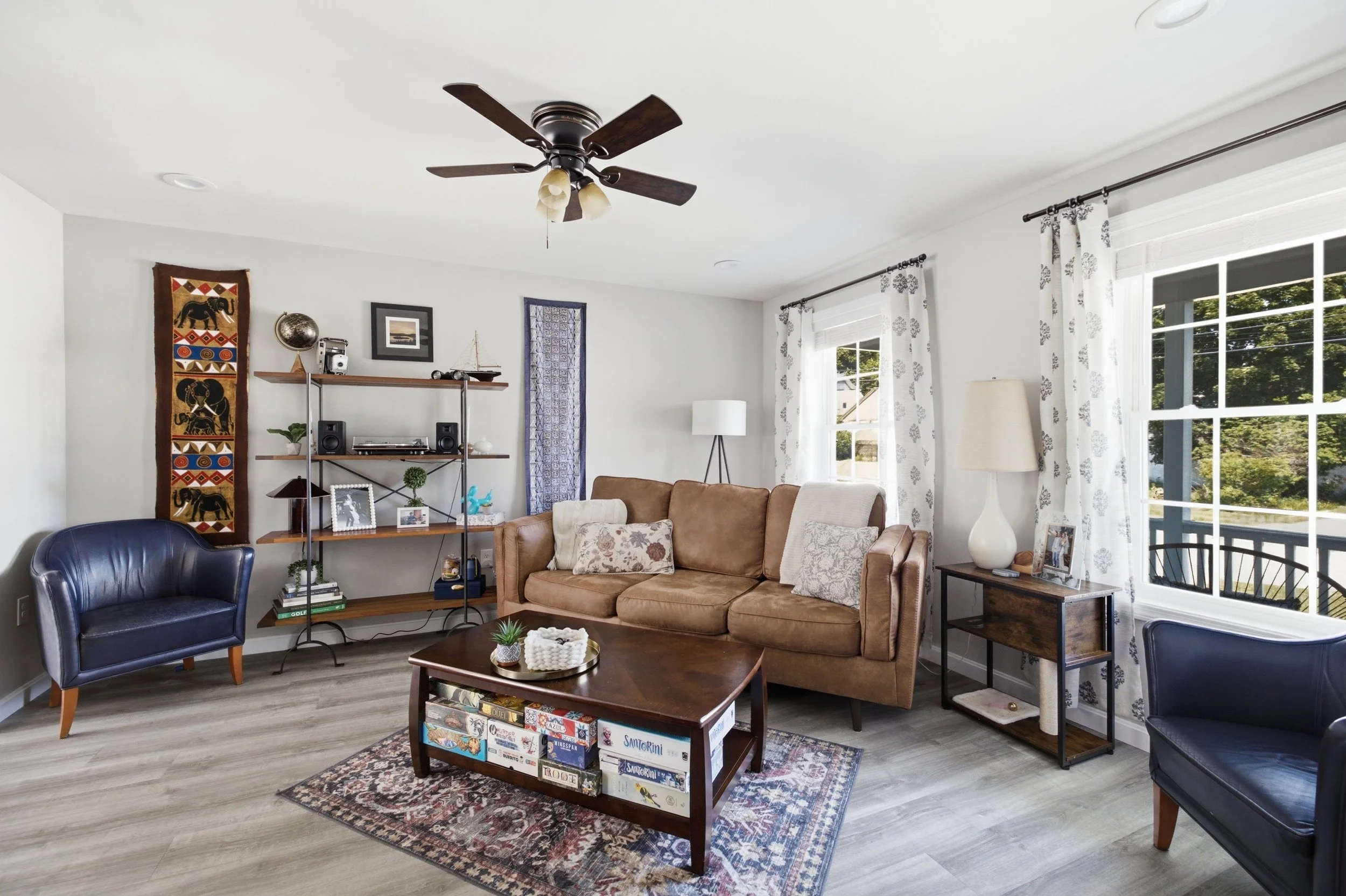 Beautifully designed living room featuring creative space accents completed By Arlyss interior styling