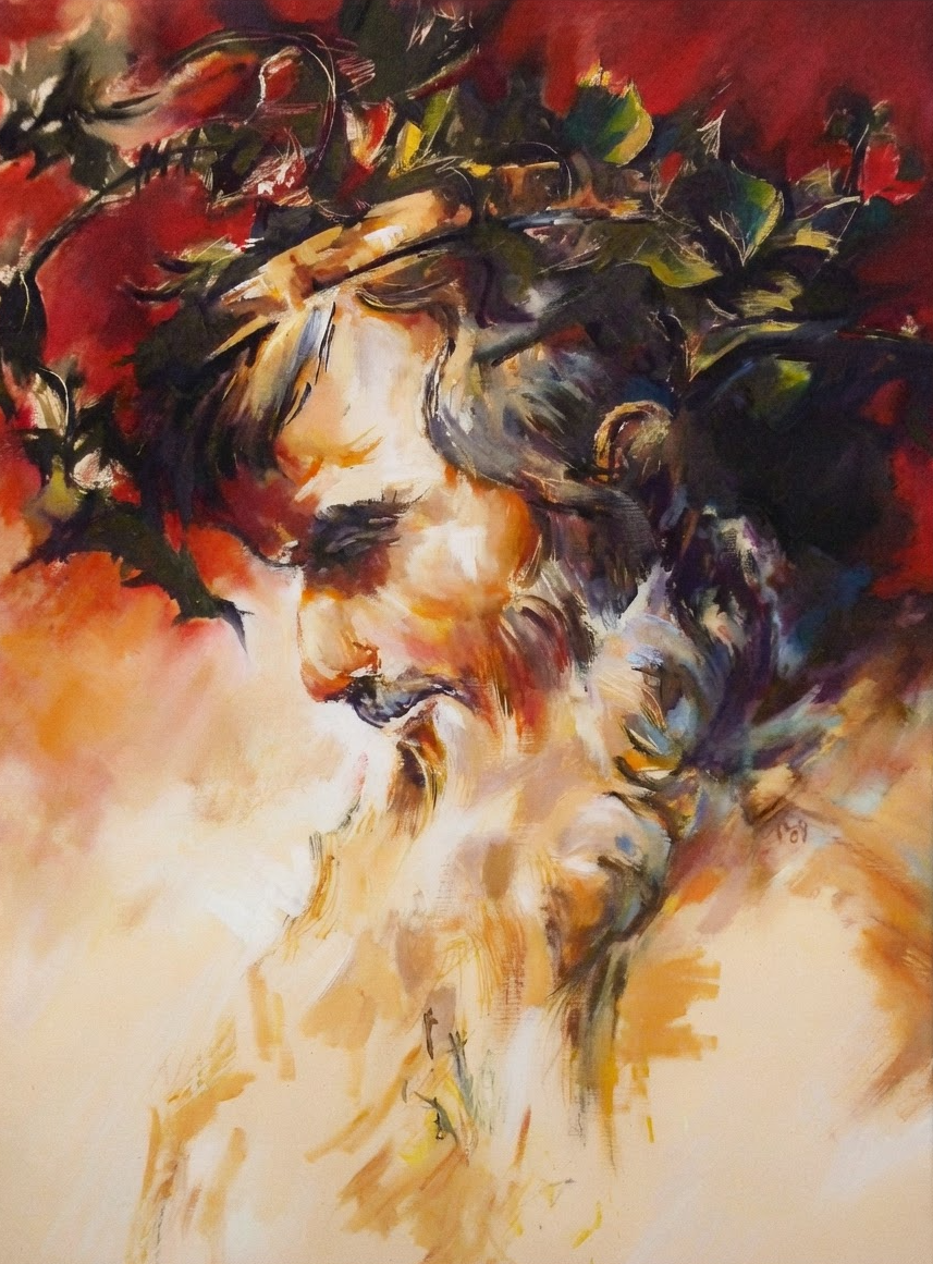 Das Erwachen des Bacchus

2012  •  Deutschland  •  Öl auf Leinwand
100 x 71 cm

Das Gemälde zeigt das Profil eines bärtigen Bacchus mit gesenktem Kopf, umgeben von einer  Krone aus Weinlaub und breiten, nervösen Pinselzügen. Dunkles Rot und Schwarz v