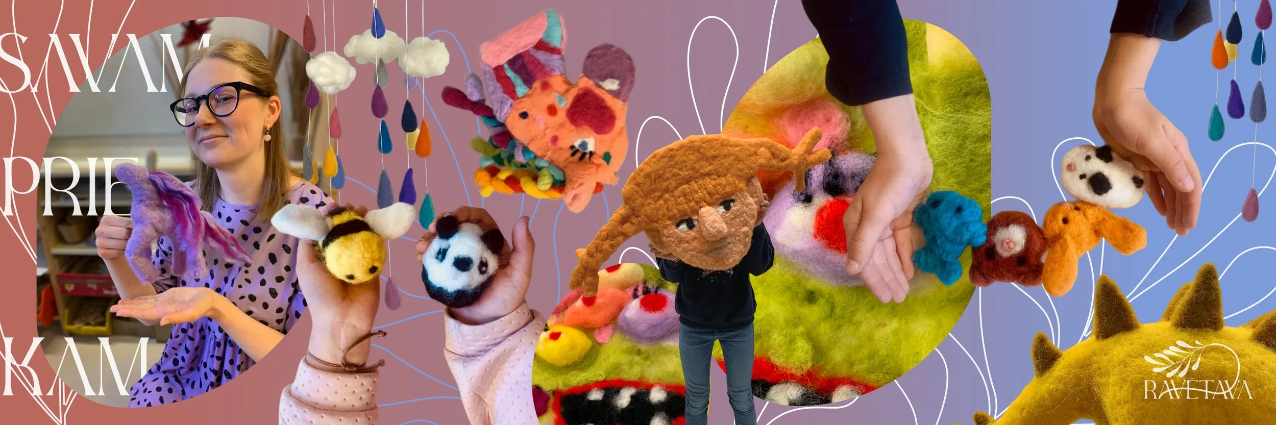 Poster of wool felting works for Ravētava art studio