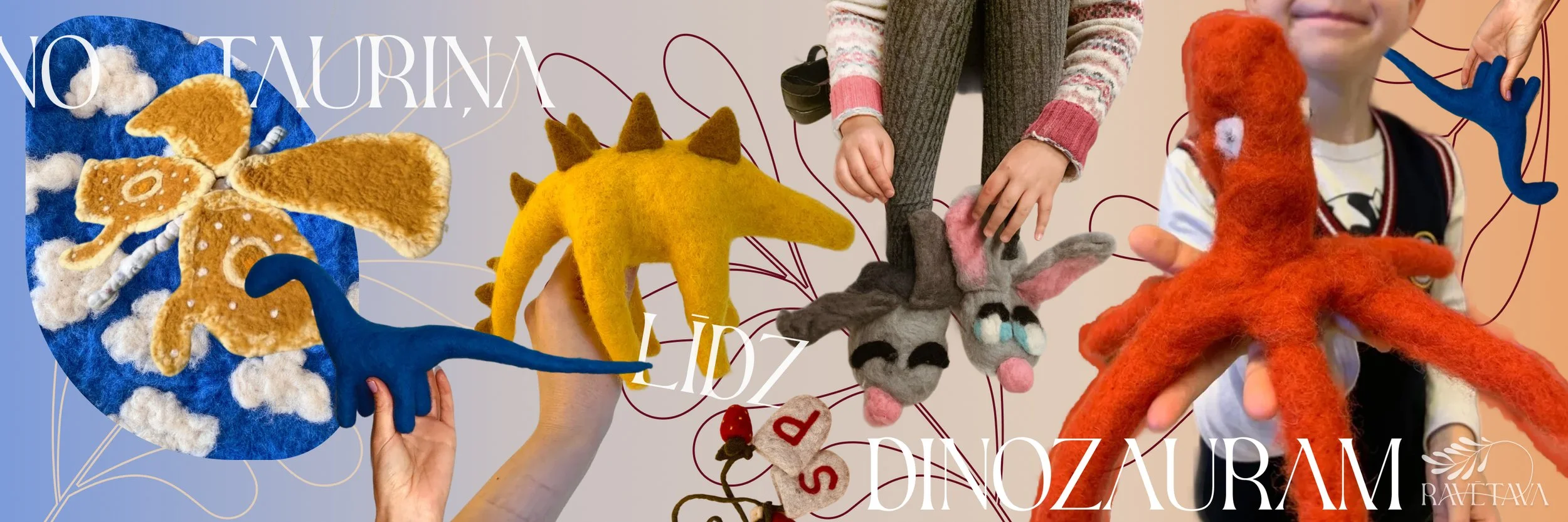 Poster of wool felting works for Ravētava art studio
