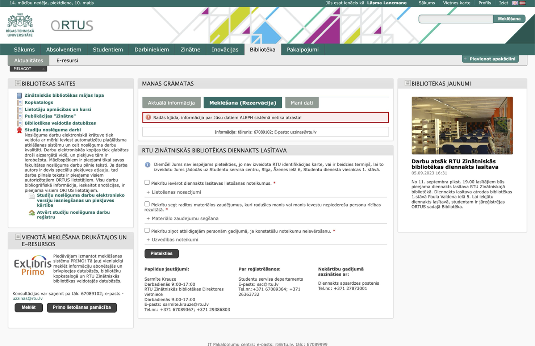 before | Library section, links, news, info about 24/7 Reading room