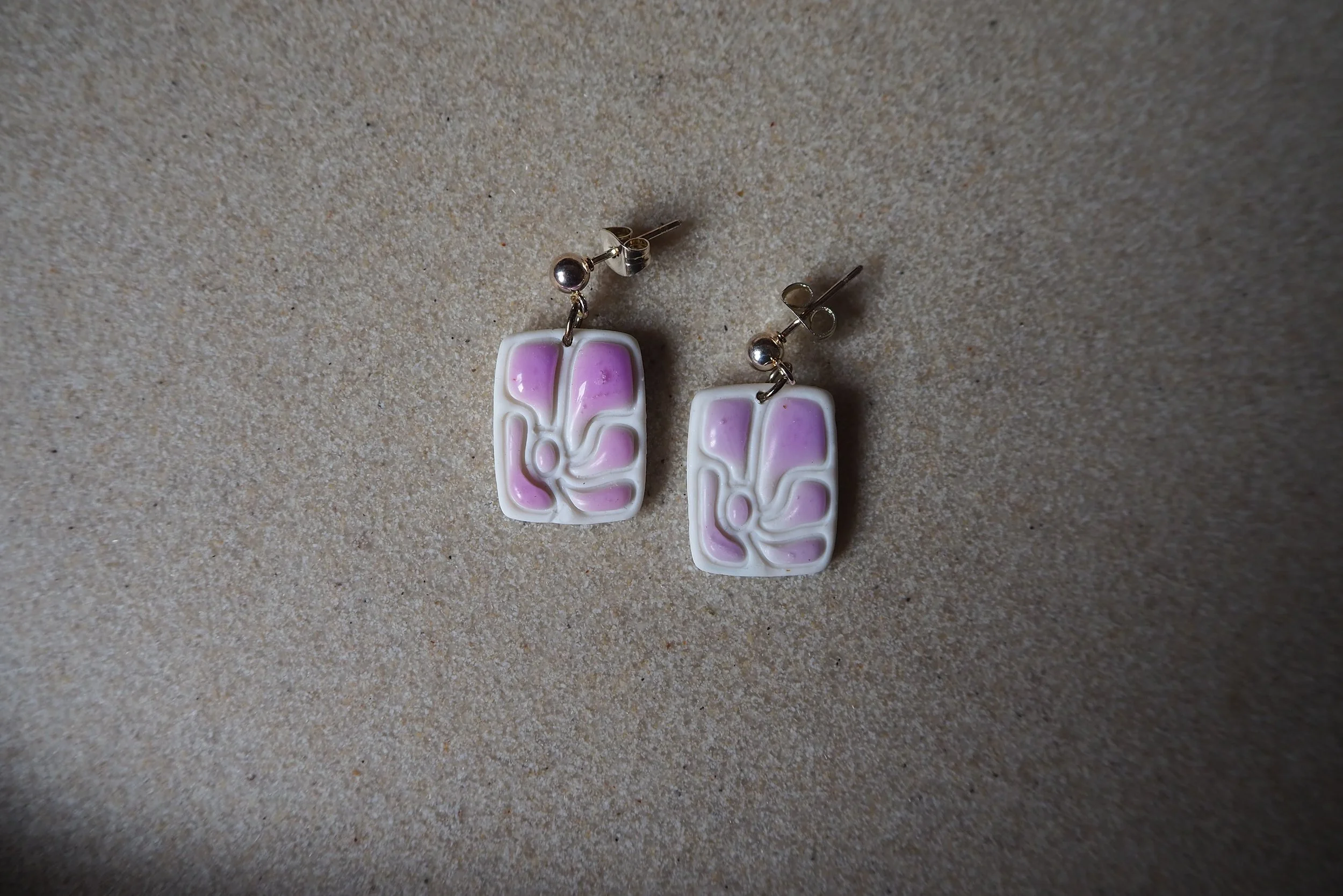 925 Sterling Silver Plated Retro Lilac Earrings