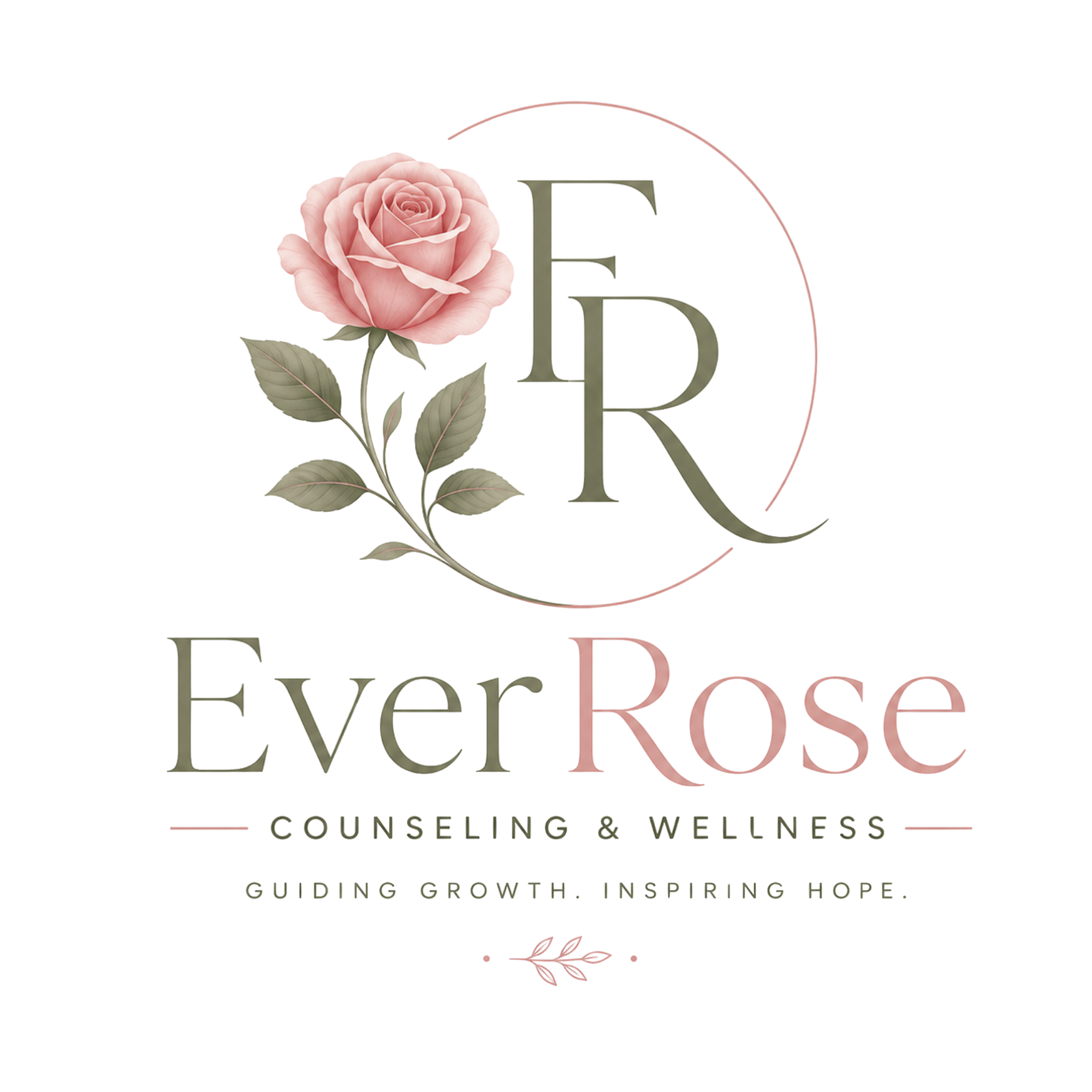 EverRose Counseling & Wellness logo with pink rose