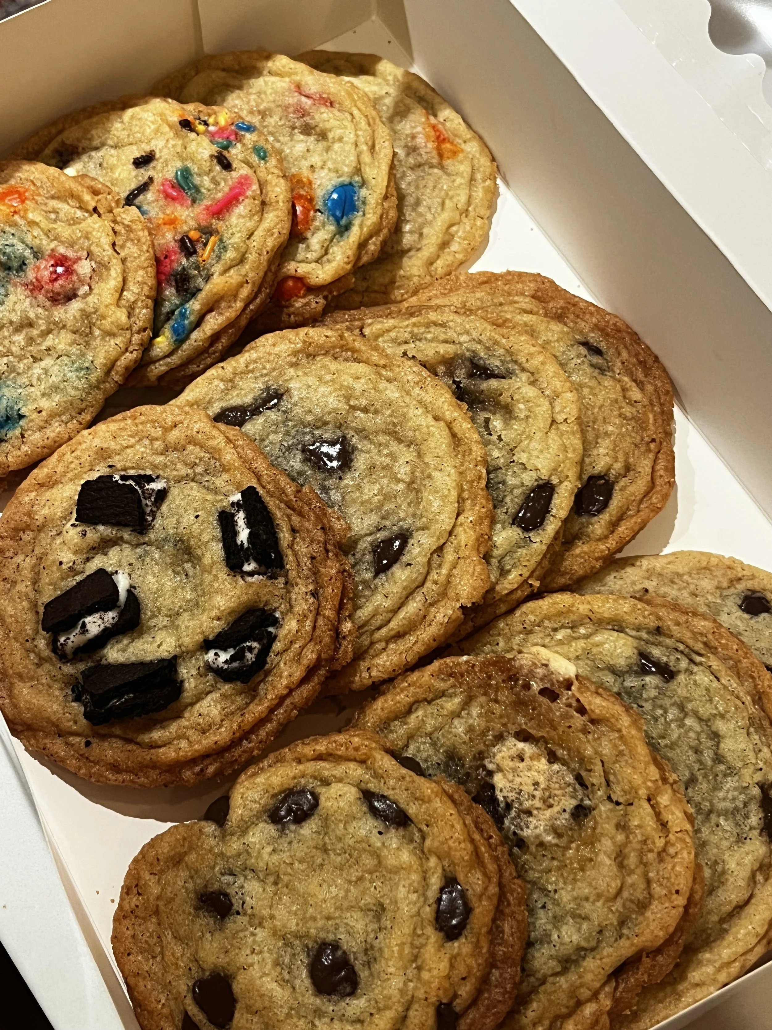 Smash Cookies (Available in Every Flavor)
--
Thin, buttery, and baked until perfectly crisp with deeply caramelized edges and puddles of melted chocolate. Light, crunchy, and endlessly snackable. 