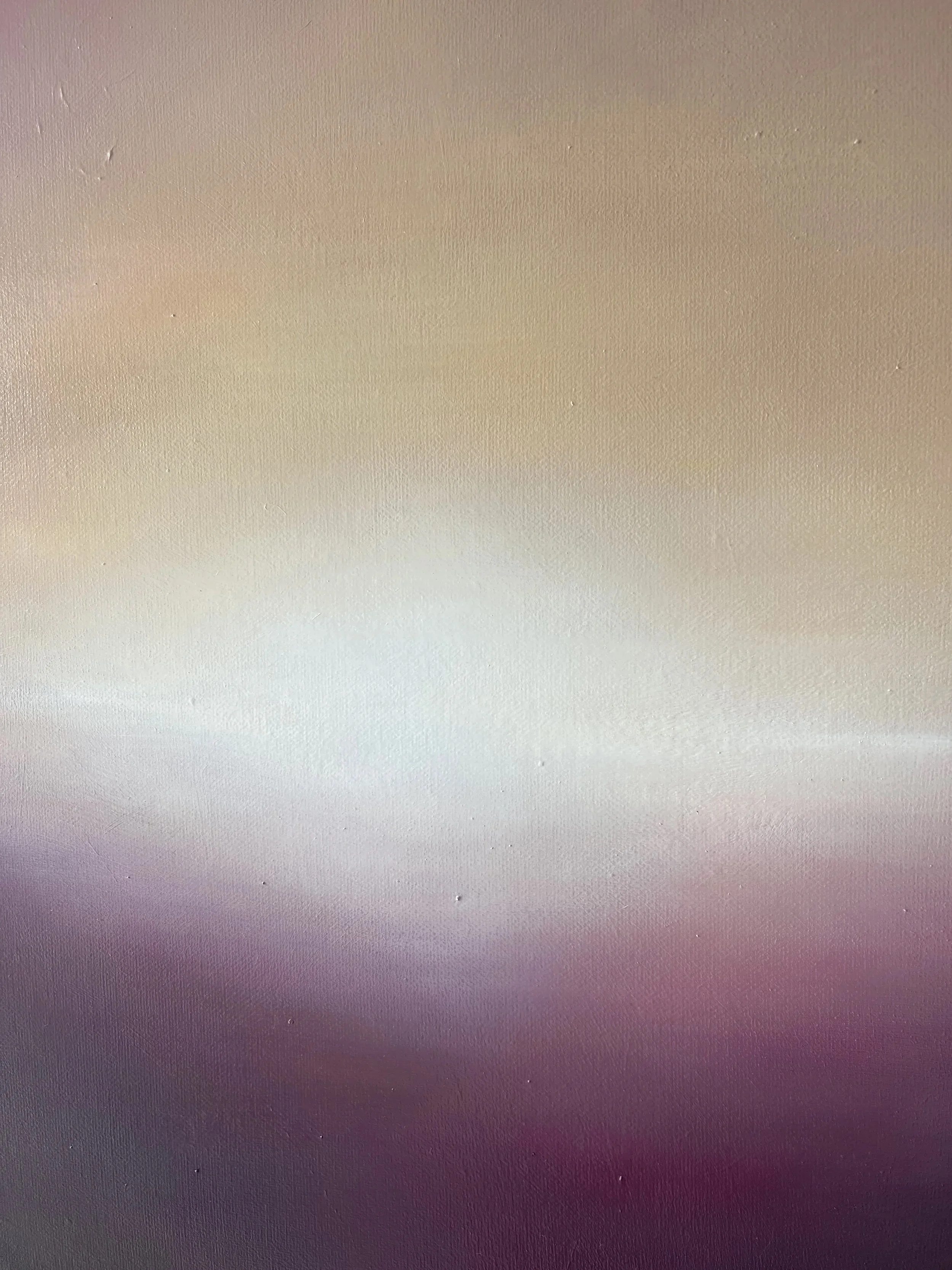 Close-up detail of Coming Home, showing layered plum tones, atmospheric texture and a softly illuminated horizon.