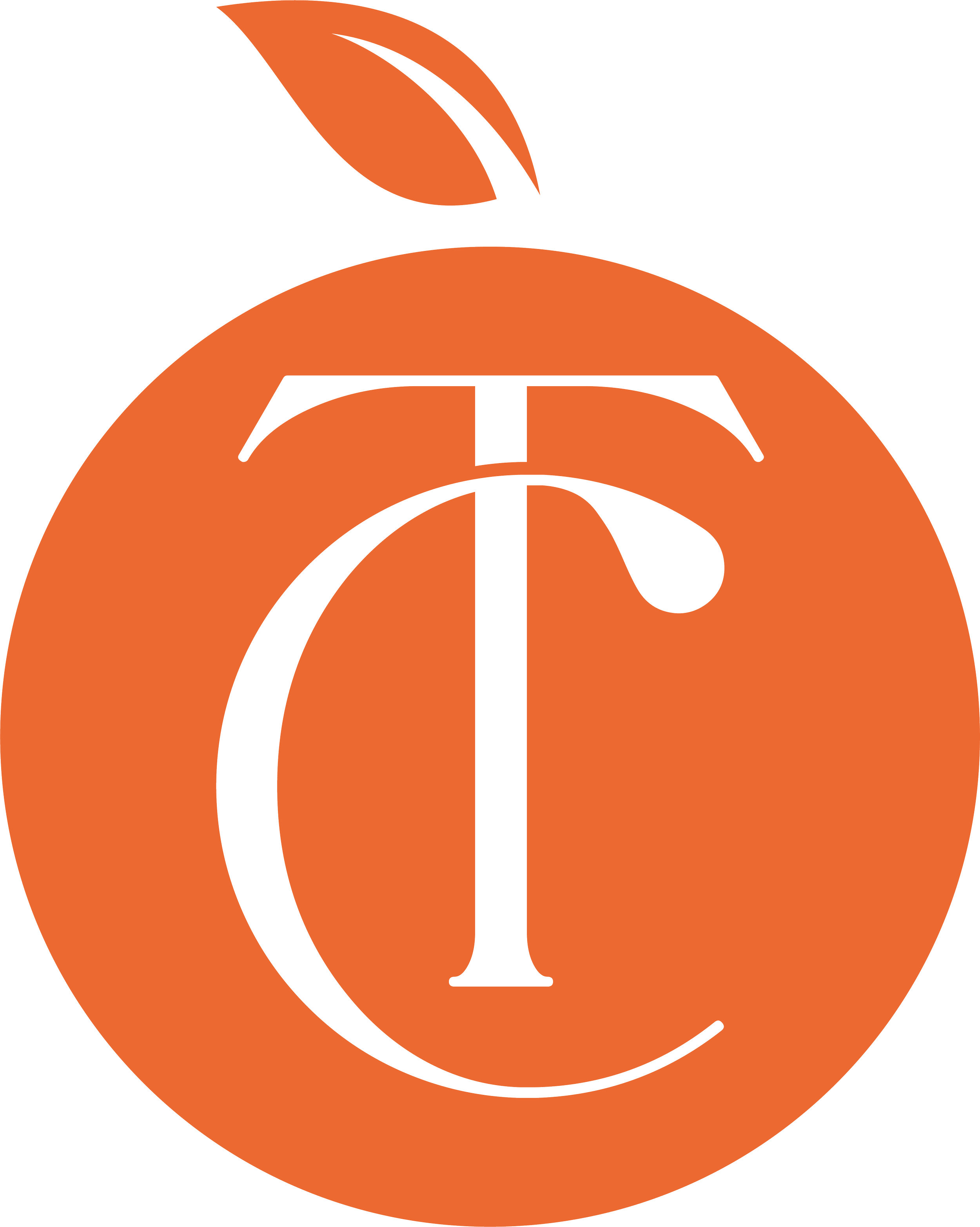 A stylized logo featuring a wine glass with a stem inside an orange circle, with a lemon wedge above the circle.