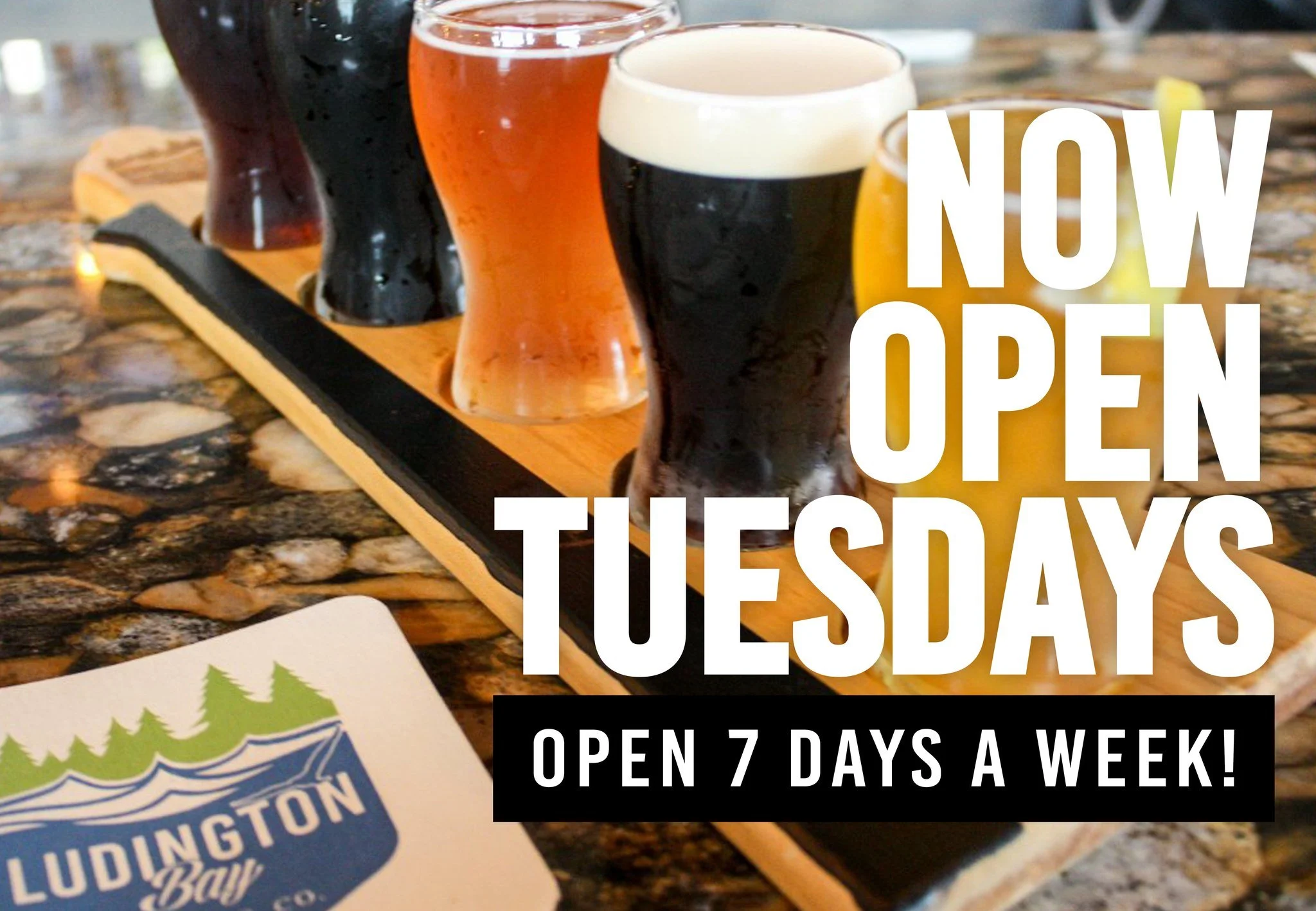 It's Tuesday and WE ARE OPEN! Now open 7 days a week through September!