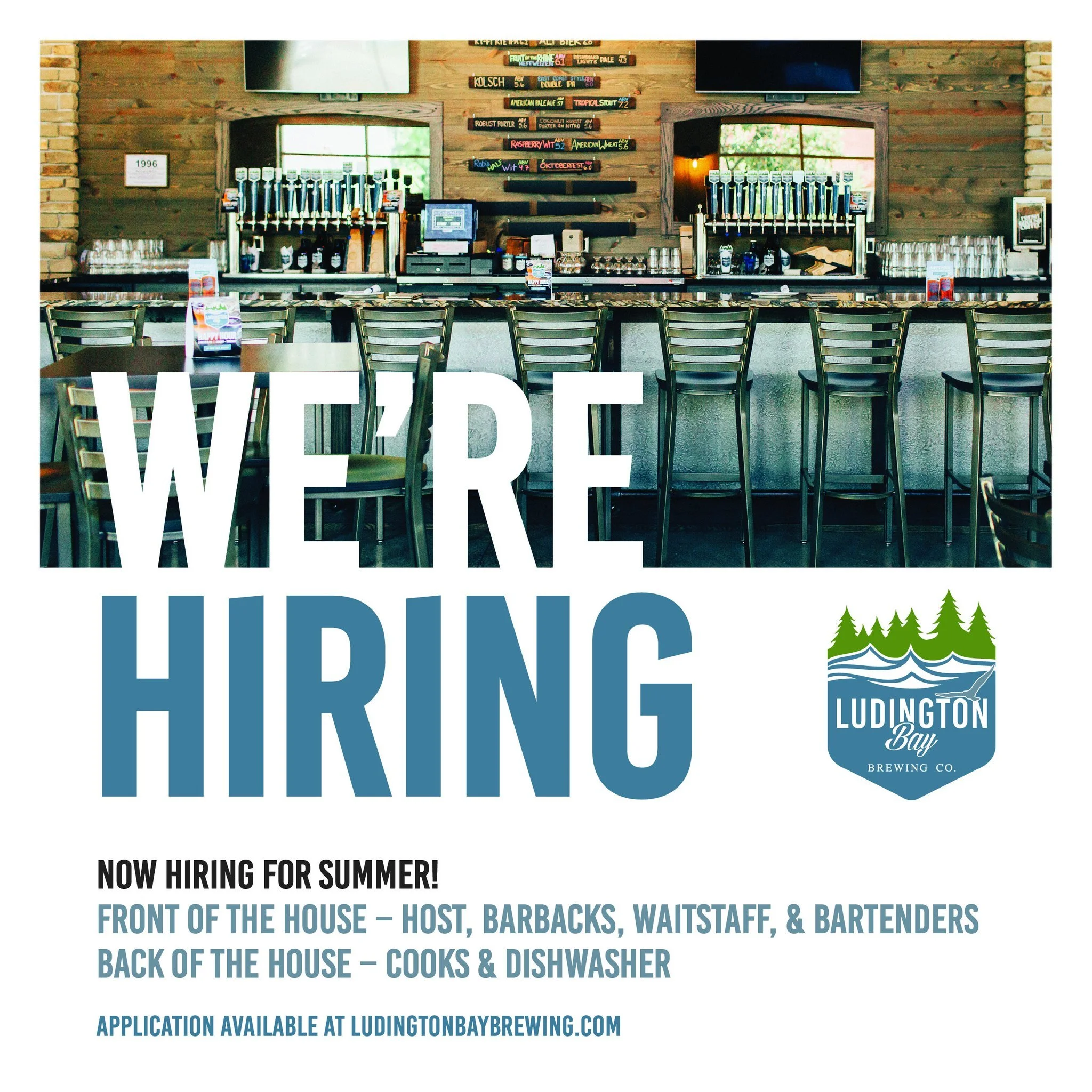 LBBC is now hiring staff for summer! We are looking to fill positions in the front and back of house. If you're interested in joining the crew at the Bay, you can access an application here! https://ludingtonbaybrewing.com/assets/lbbc_applicationform