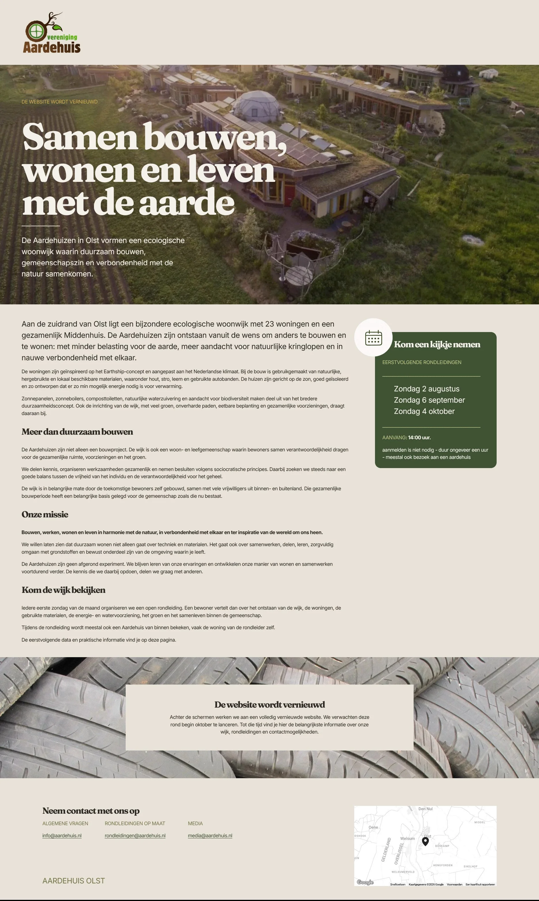 screenshot project aardehuis website