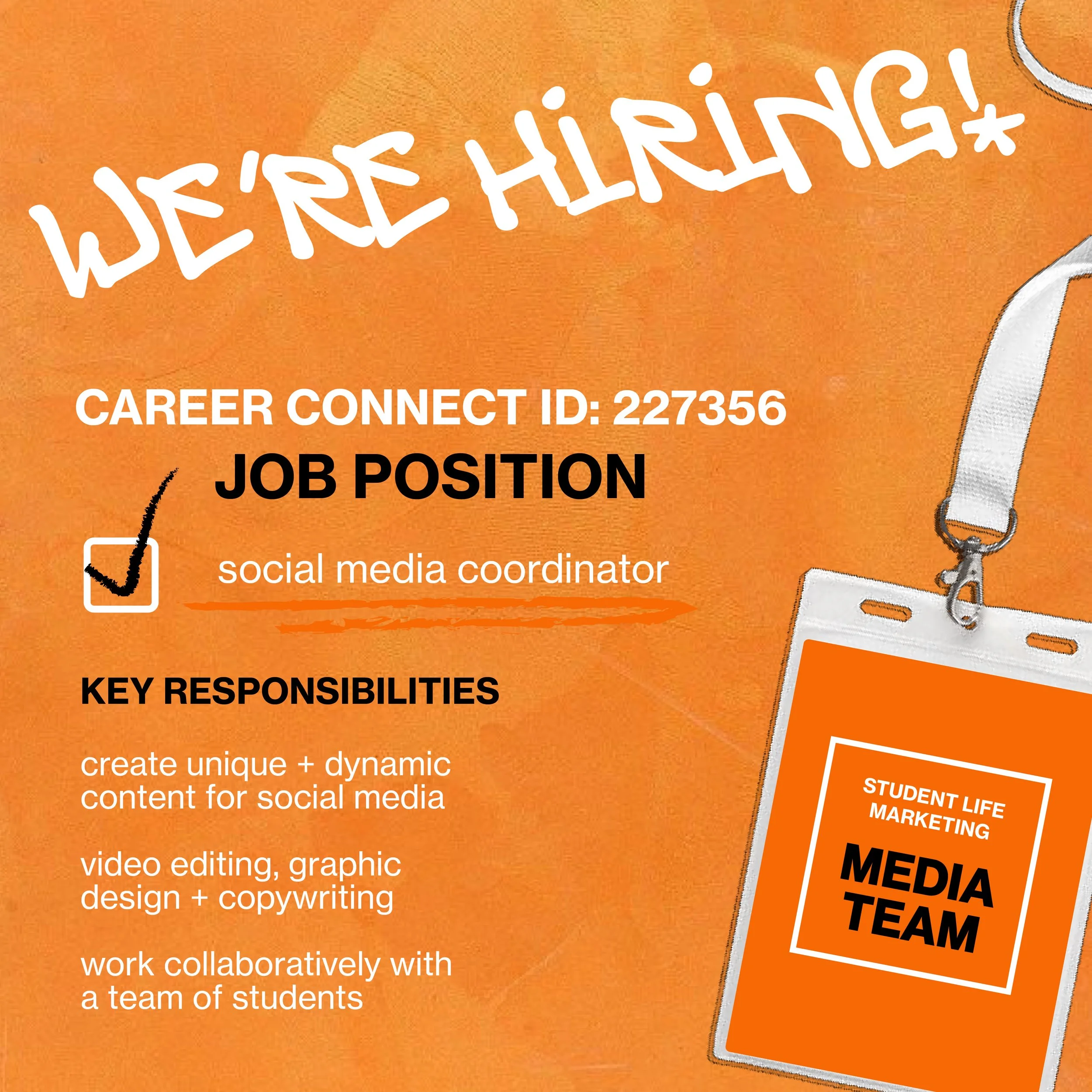 We're Hiring Job Recruiting Social Media Post