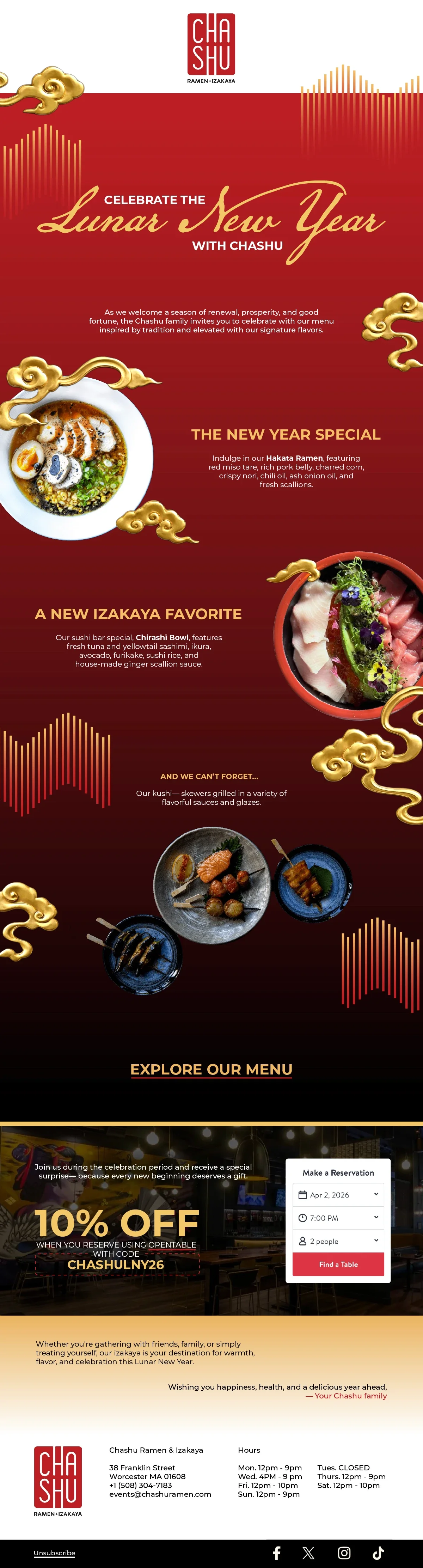 Cha Shu Izakaya Lunar New Year Full Email Design