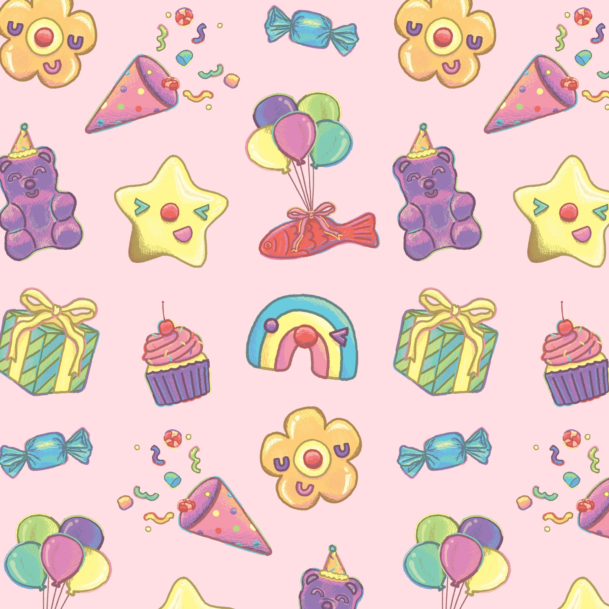 Playful Kids Birthday Candy Pattern Design 2