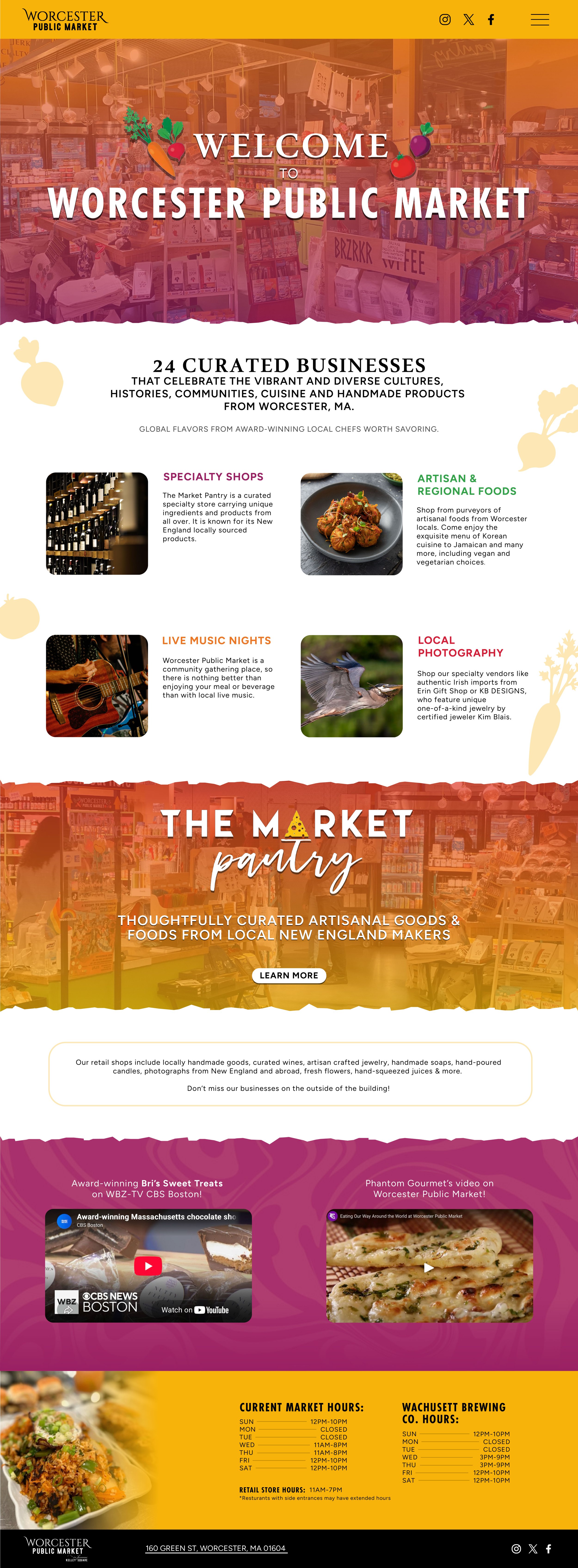 Worcester Public Market Desktop View Website Redesign Design