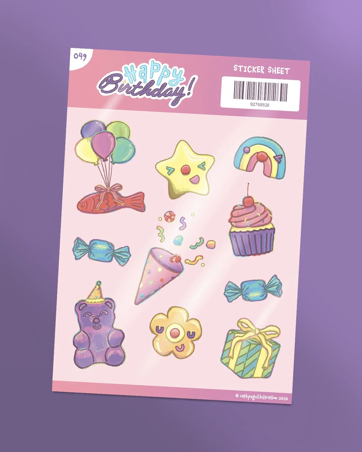Birthday Candy Sticker Sheet Design Illustration