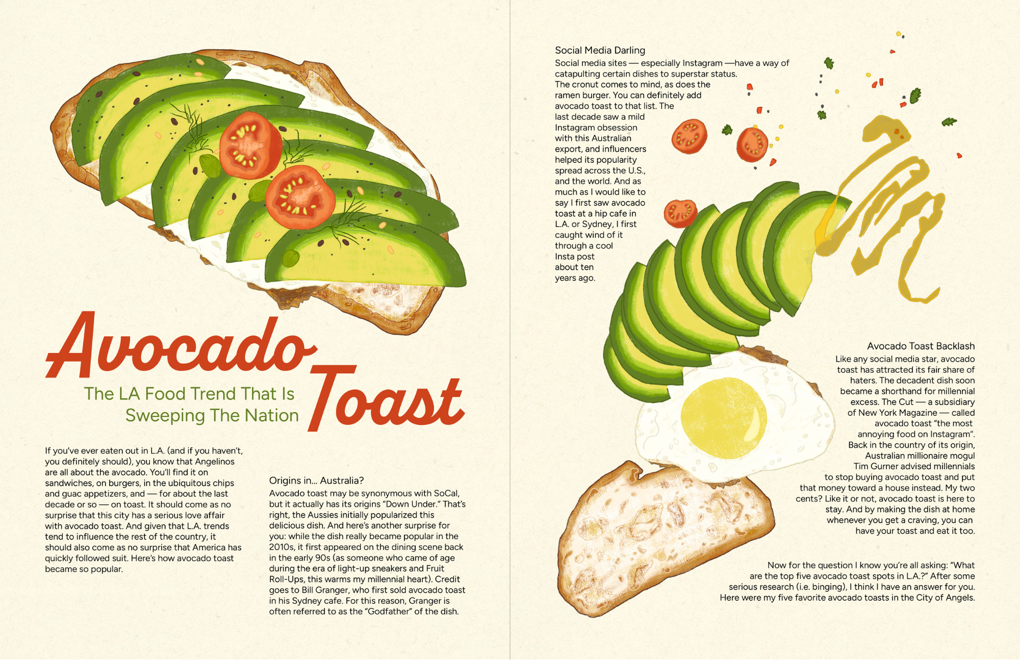 Medium Magazine Editorial Full Spread Avocado Toast Design