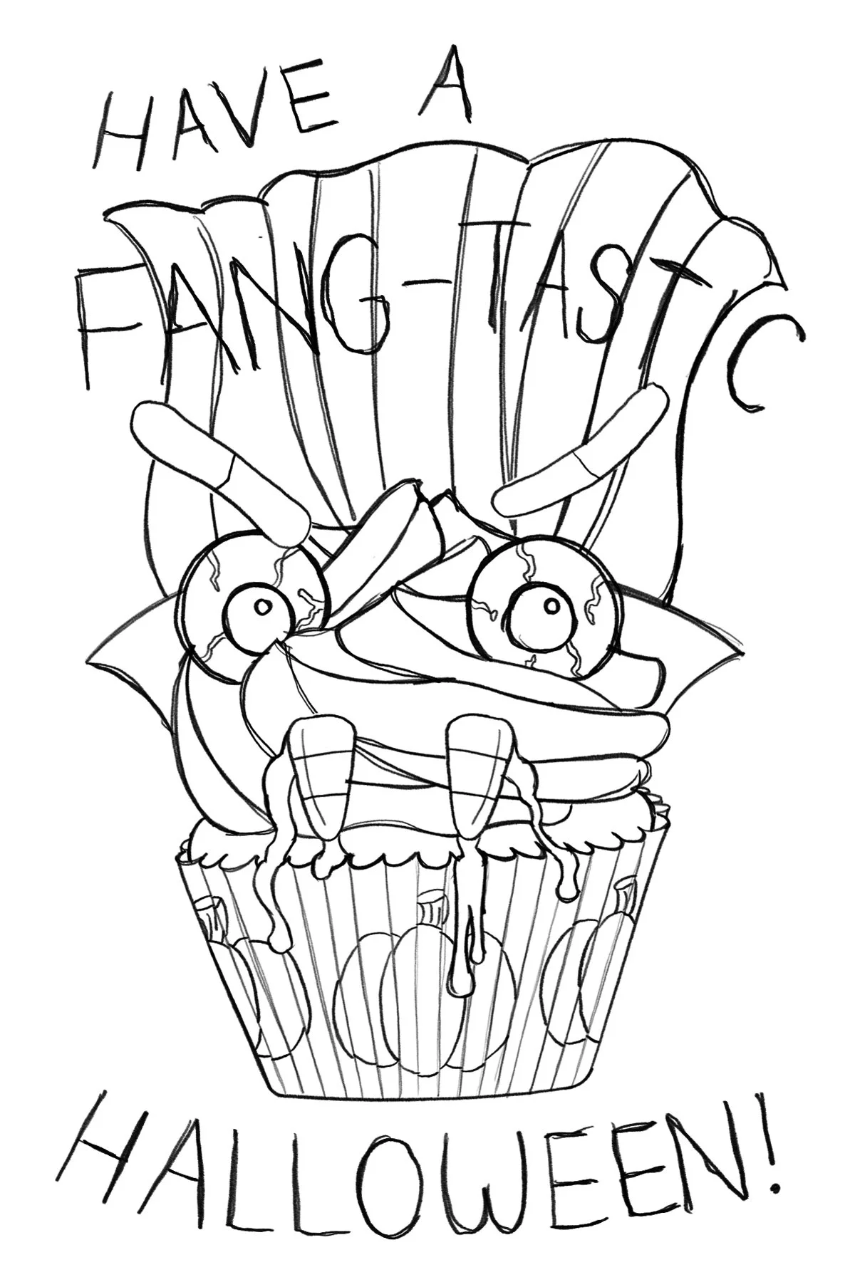 Halloween Greeting Card Design Final Sketch