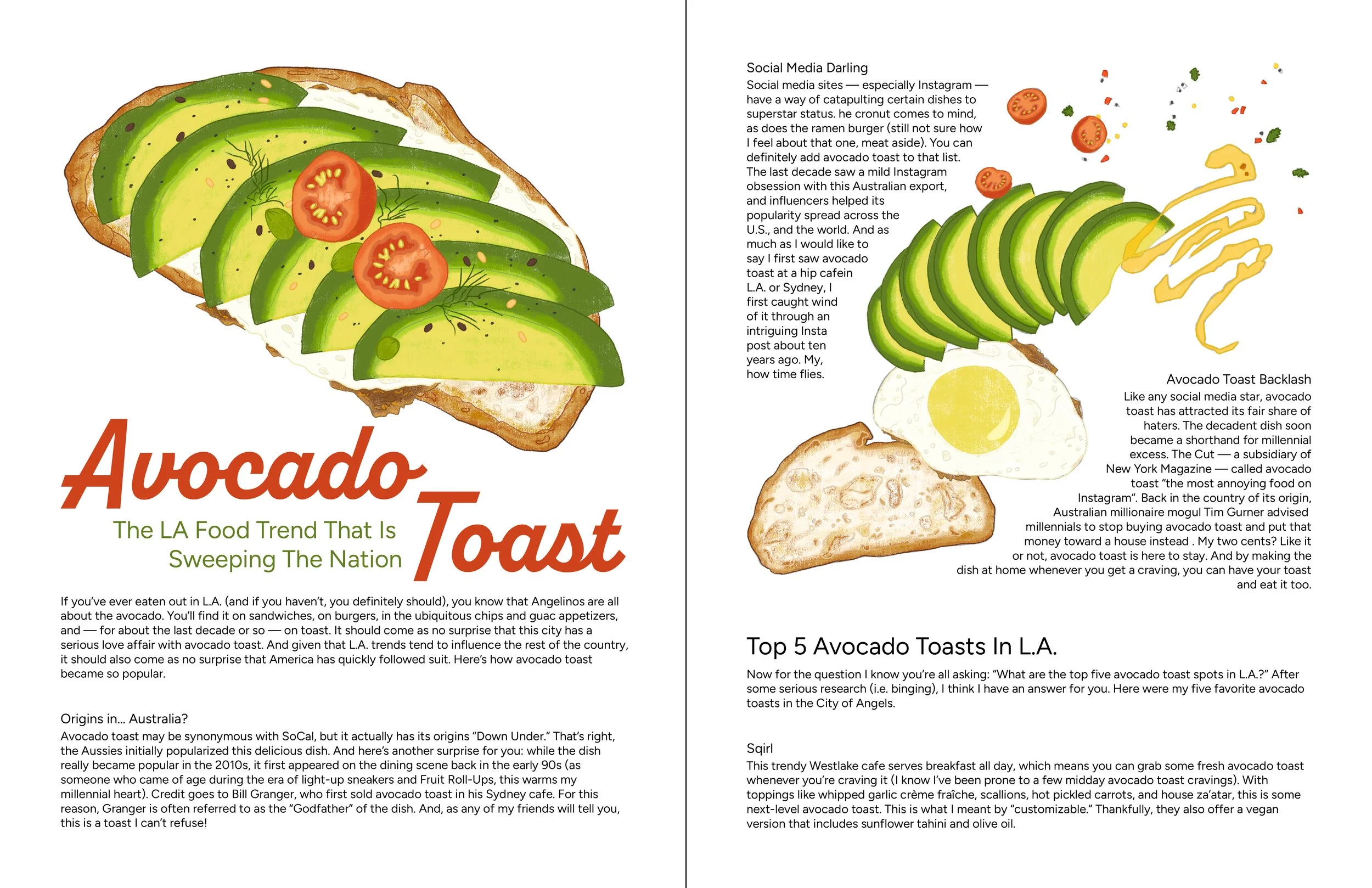 Medium Magazine Avocado Toast Full Spread Editorial Layout Design