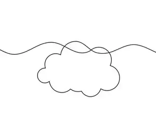 Simple line drawing of a cloud connected to a wavy line.