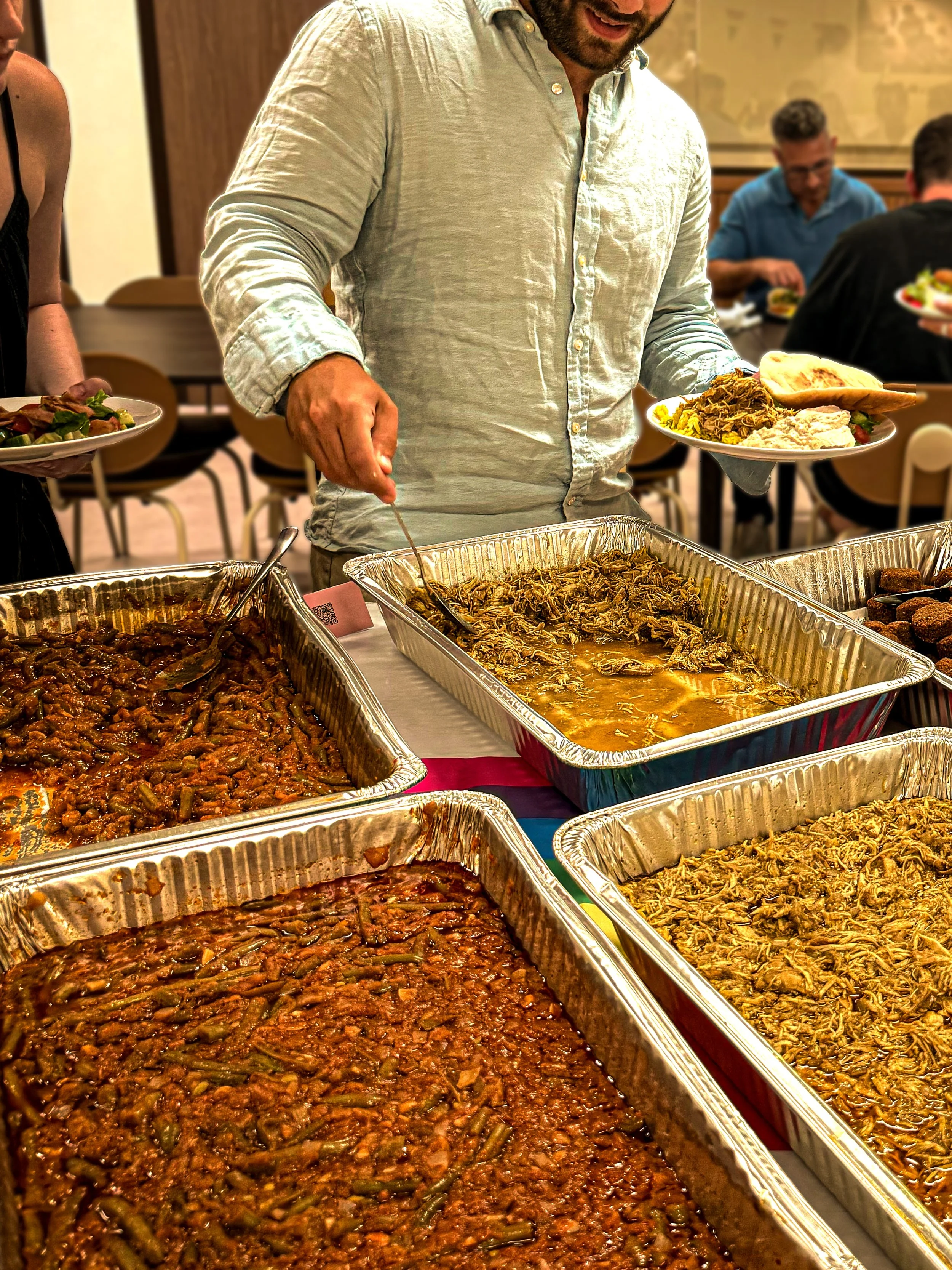 Mediterranean buffet with seasonal dishes served at a corporate event.