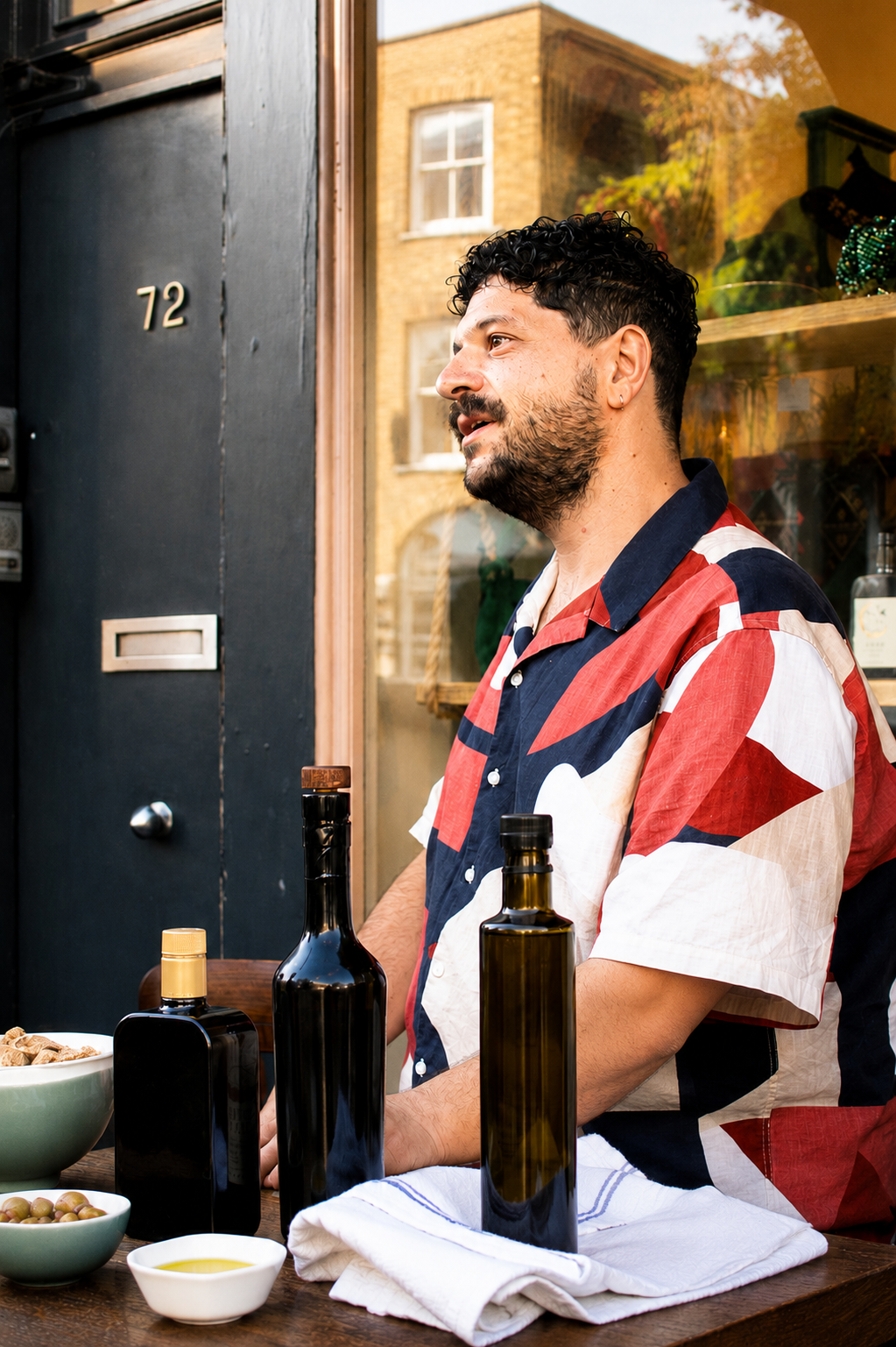 Certified olive oil sommelier hosting an extra virgin olive oil tasting experience.