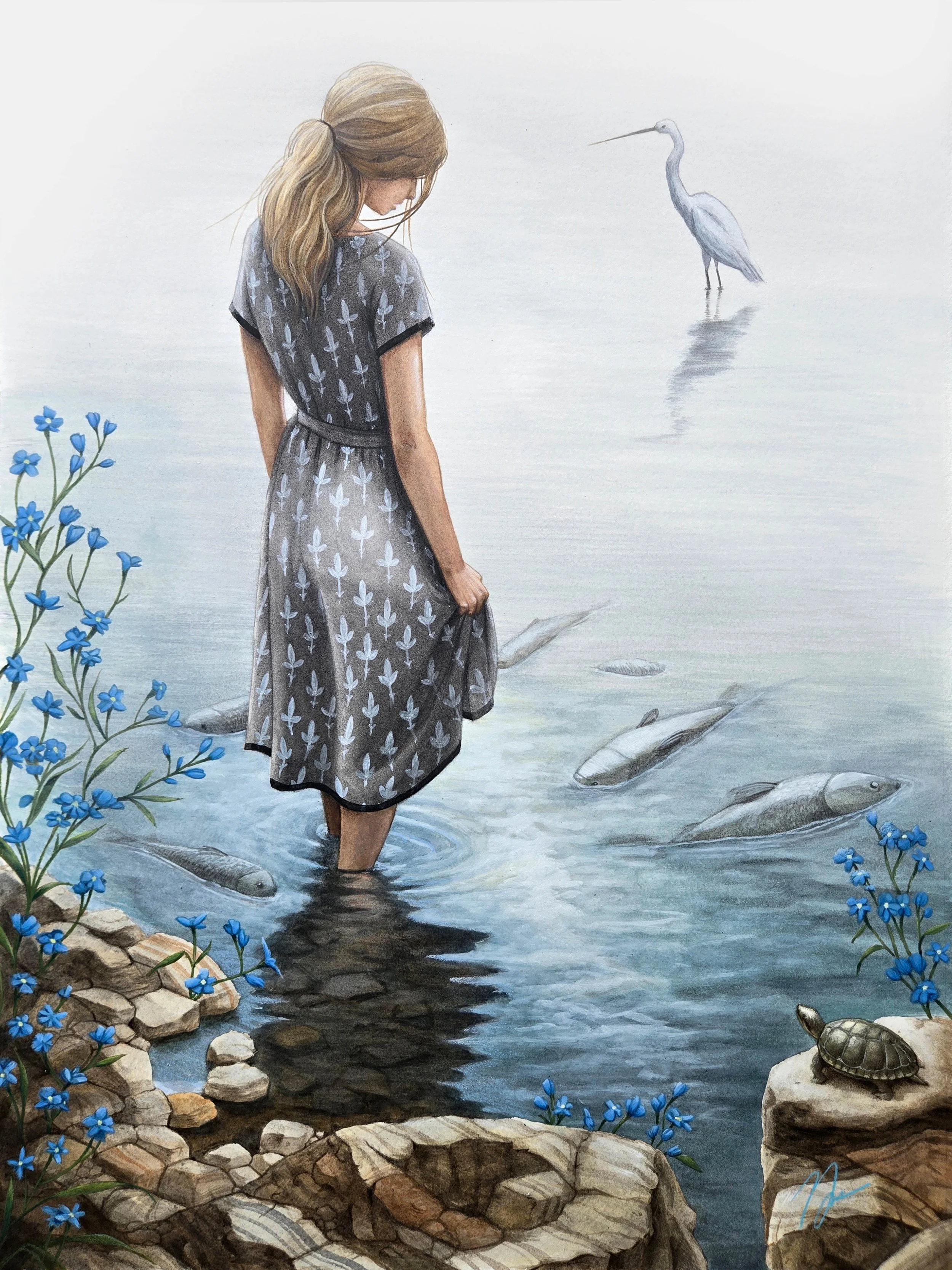 'All The Fish the Lay in Dirty Water Dying' 18" x 24"
