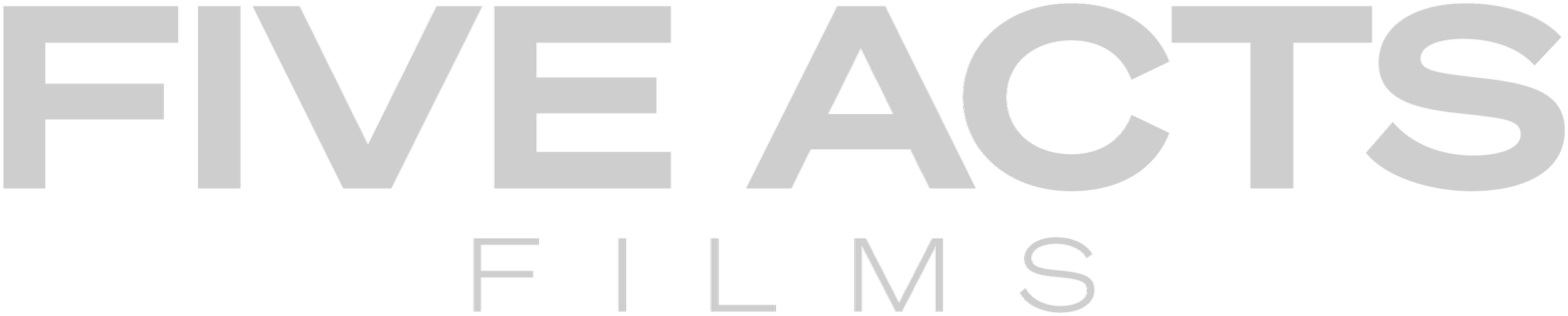 Five Acts Films logo in large gray lettering on a black background