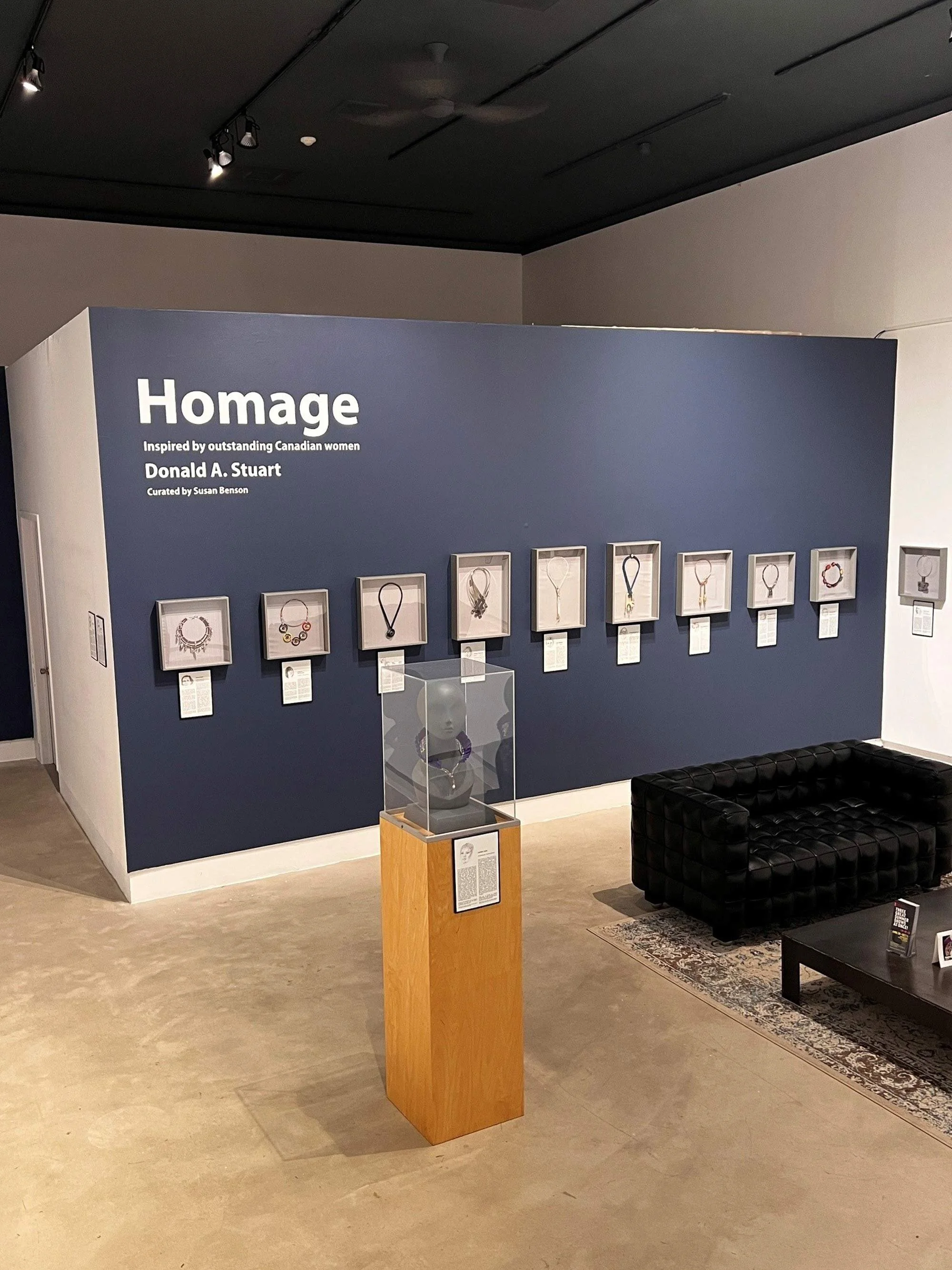 View of jewellery design in the exhibition: HOMAGE: Inspired by Outstanding Canadian Women 
– Donald A Stuart