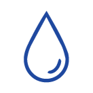 Blue outlined water droplet icon
