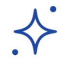 A simple line drawing of a sparkling star or diamond with sparkles around it