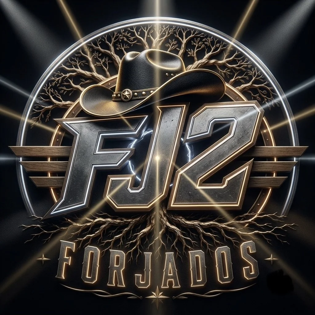 A graphic design with a black cowboy hat, a tree with branches, and a large metallic number '712' with wings, lightning, and glowing effects. The text 'FOR JADOS' appears below.